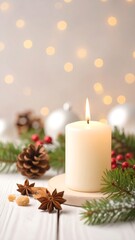 A simple Christmas scene with a candle