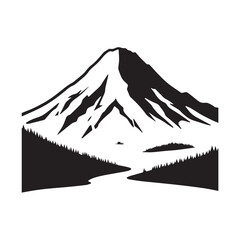 Black and White Mountain Illustration Image in Minimalist Line Art Style, Clean and Elegant Design