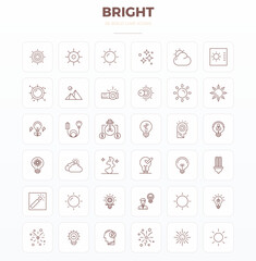 Fototapeta premium Comprehensive toolkit of 36 vector icons themed around Bright, developed in Strong Outline with 128x128 PIXEL perfect precision for versatile design applications.
