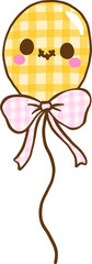 Cute Coquette Gingham Halloween Balloon with Ribbon Illustration