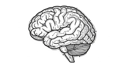 Fototapeta premium Bio Mechanical Schematic Brain Hemisphere Tattoo Design