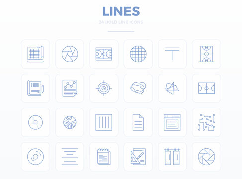 Perfectly balanced 24 Strong Outline PIXEL perfect vector icons for Lines, sized at 128x128 for harmonious integration in digital design projects.