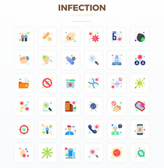 Unlock 36 Minimal Flat PIXEL perfect vector icons inspired by Infection, optimized in 128x128 format for flawless display across all devices.