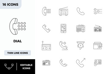 Distinctive pack of 16 PIXEL perfect vector icons inspired by Dial, crafted in Minimal Line format at 128x128 for memorable brand experiences.