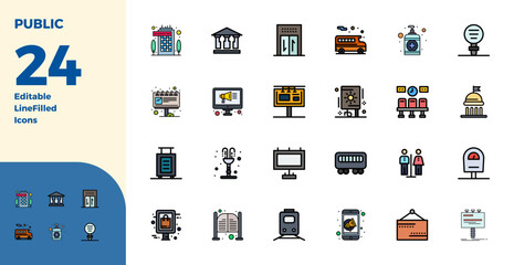 Distinctive pack of 24 PIXEL perfect vector icons inspired by Public, crafted in Duotone format at 128x128 for memorable brand experiences.