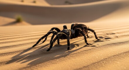 Spider walking on sand.