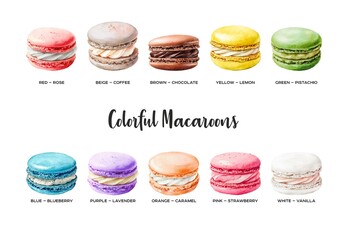Colorful Watercolor French Macarons A Delicious Delight