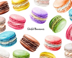 Colorful Watercolor French Macarons A Delicious Delight