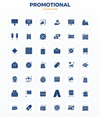 Distinctive pack of 42 PIXEL perfect vector icons inspired by Promotional, crafted in SolidFill format at 128x128 for memorable brand experiences.