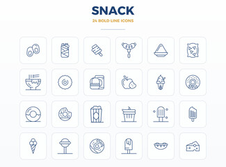 Advanced collection of 24 PIXEL perfect vector icons inspired by Snack, crafted in Strong Outline with 128x128 optimization for superior visual performance.