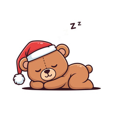 Sleeping Teddy with Santa Hat