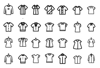 : clothes outline icon set