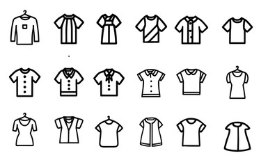 clothes outline icon set