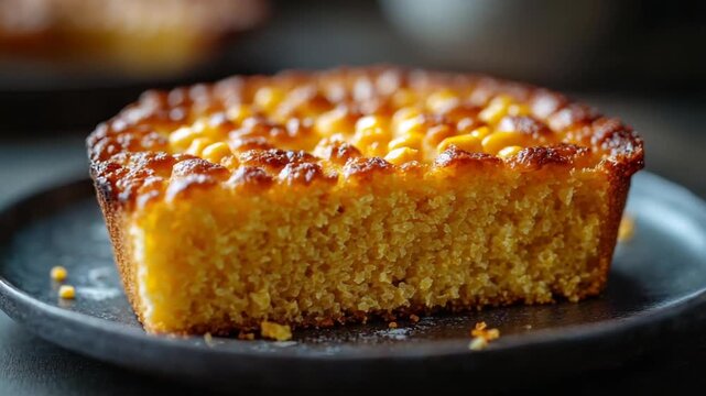 A Delicious Slice of Golden Cornbread Cake.