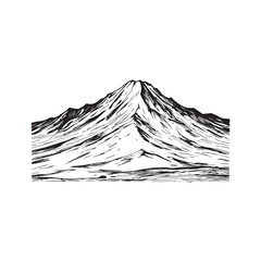 Black and White Mountain Illustration Image in Minimalist Line Art Style, Clean and Elegant Design