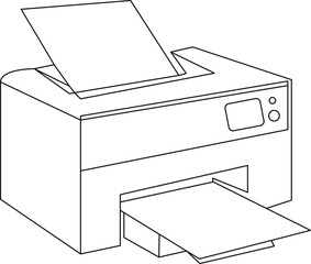 Line drawing of a modern office printer