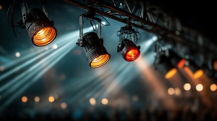 Modern event lighting with orange beams high resolution picture
