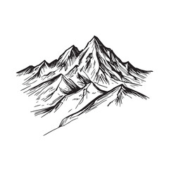 Black and White Mountain Illustration Image in Minimalist Line Art Style, Clean and Elegant Design