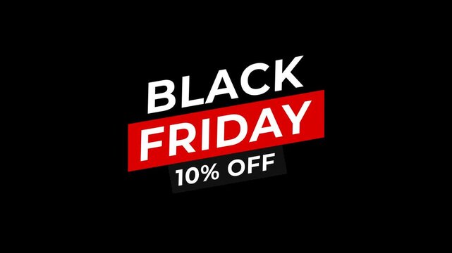 black friday sale animation on transparent, 10 percent off