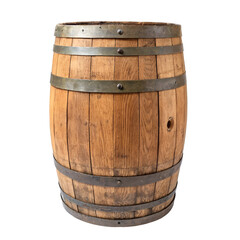Obraz premium Wooden Barrel with Metal Hoops on a Black Background timber