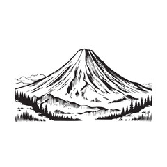 Black and White Mountain Illustration Image in Minimalist Line Art Style, Clean and Elegant Design