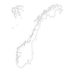 Norway blank map on a white background. Norway map concept