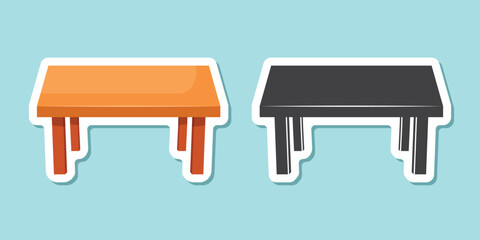 Table furniture sticker icon in flat style. Wooden table vector illustration on isolated background. Dinner desk sign business concept.