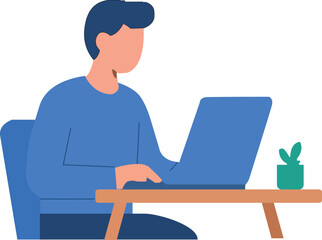 Man-Working-on-Laptop-at-Home-Office-Desk