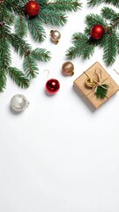 Christmas decoration arrangement on white background