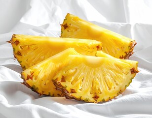 Sliced pineapple on white fabric