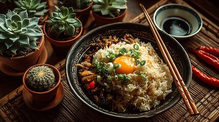 Spicy fried rice with egg high resolution picture