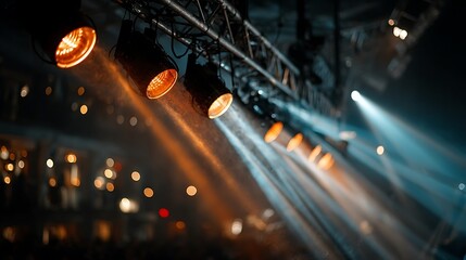 Stage illumination with orange and blue high resolution picture