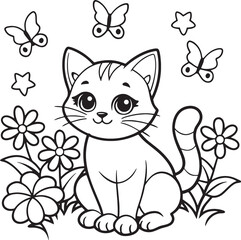 Charming Kitten Coloring Illustration
