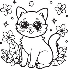 Charming Kitten Coloring Illustration
