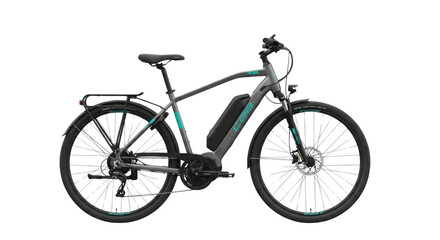 Electric bicycle with battery pack for urban transport isolated PNG with Transparent Background