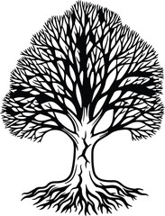 Vector Bare tree silhouette illustration minimalist design isolated Illustrator