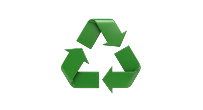 Green Recycling Symbol with Arrows isolated PNG with Transparent Background