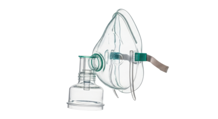 Oxygen mask for respiratory assistance isolated PNG with Transparent Background