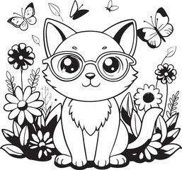 Charming Kitten Coloring Illustration