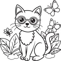 Charming Kitten Coloring Illustration