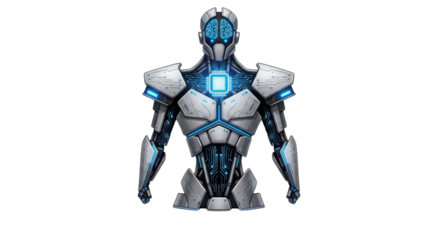 Futuristic robot design with glowing blue lights isolated PNG with Transparent Background
