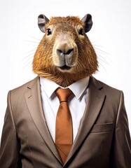 Capybara in a suit.  A funny portrait