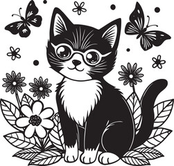 Charming Kitten Coloring Illustration