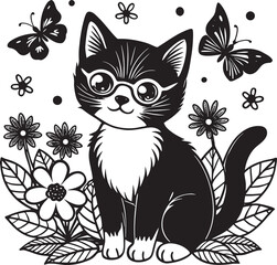Charming Kitten Coloring Illustration