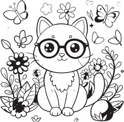 Charming Kitten Coloring Illustration