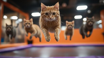 "Photorealistic Cats Jump on a Trampoline, Bursting with Energy and Joy." 🐱