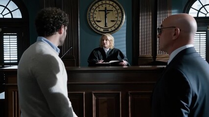 Deux avocats se disputant devant un juge