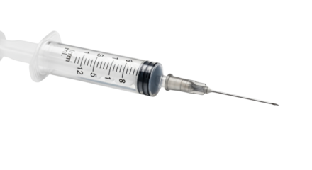 Syringe with needle for medical use isolated PNG with Transparent Background
