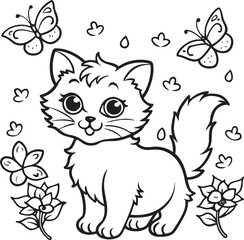 black cat with flowers