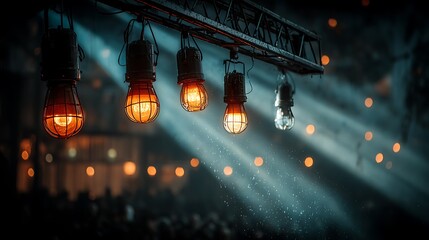 Vibrant stage lights shining on runway high resolution picture